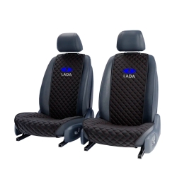 Комплект передних черно-красных накидок с вышивкой 